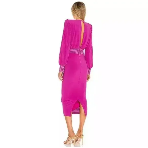 Zhivago Lover Man Dress in Berry Women L/XL/2XL Midi Maxi Hot Pink Deep V Neck - Picture 3 of 7